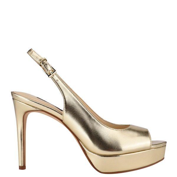 Nine West Elle Slingback Gold Platform Sandals | South Africa 10D99-1E68